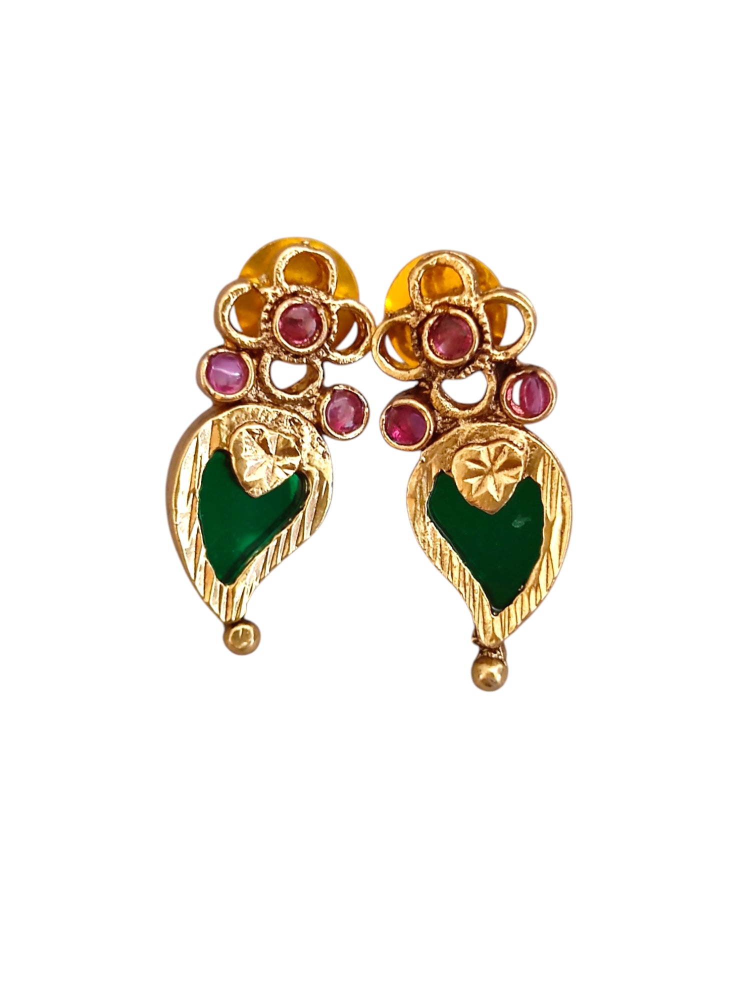 Kerala Style Palakka long necklace with green stones for women online