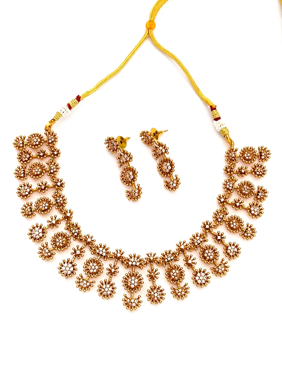 white stone studded antique necklace set for women