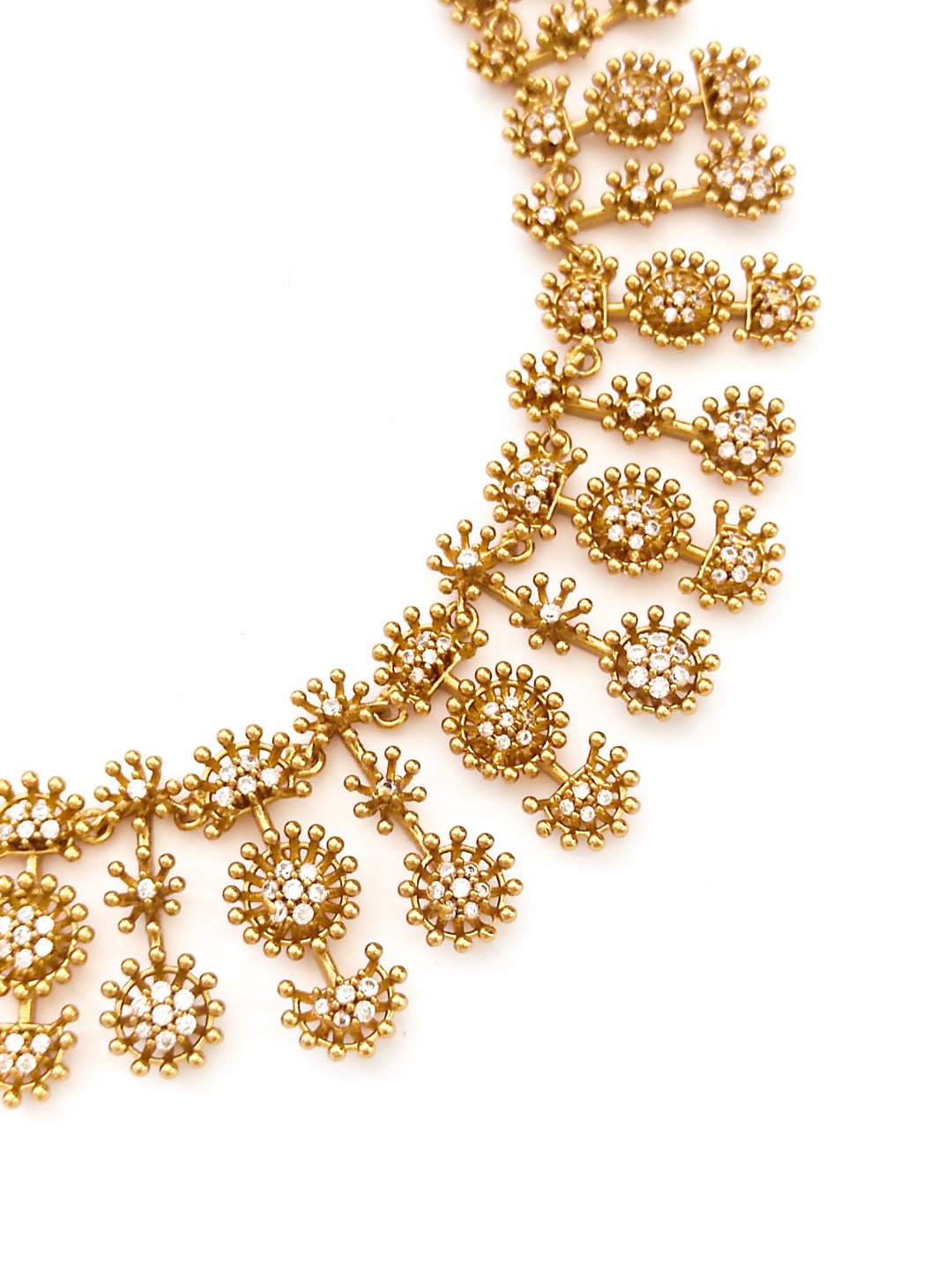 white stone studded antique necklace set for women