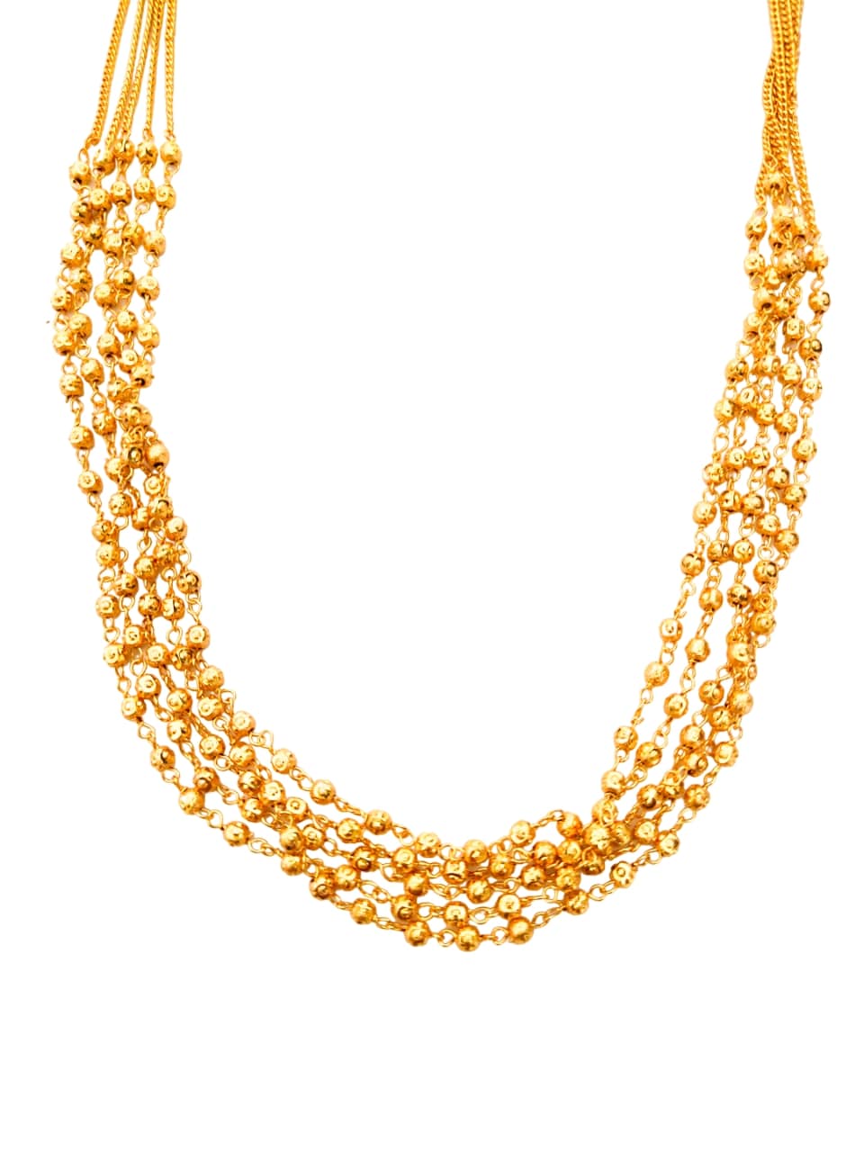 Gold-beads short layered necklace set