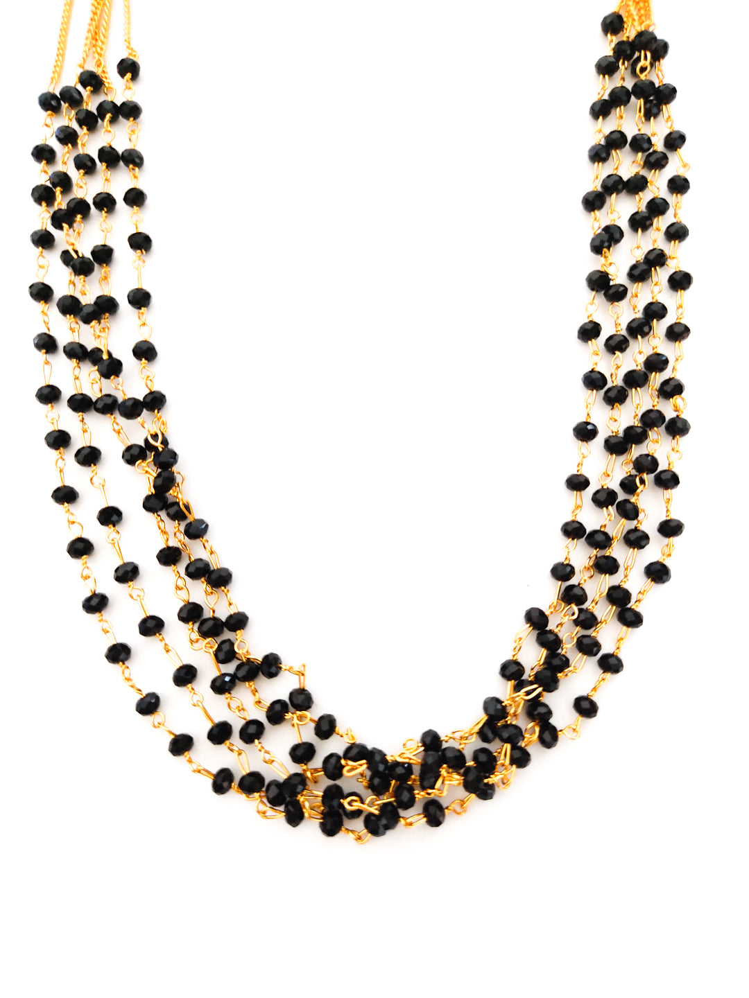 Black beads layered necklace set for women