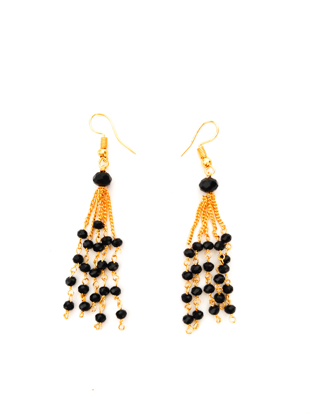 Black beads layered necklace set for women