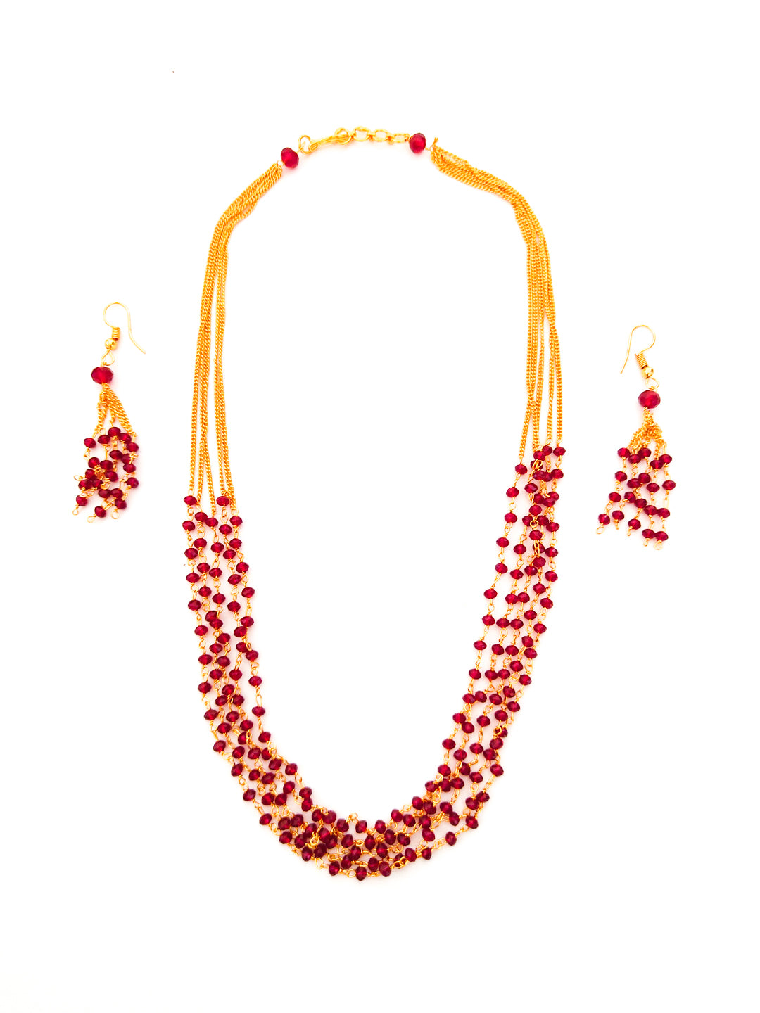 Dark Red beaded necklace set for women