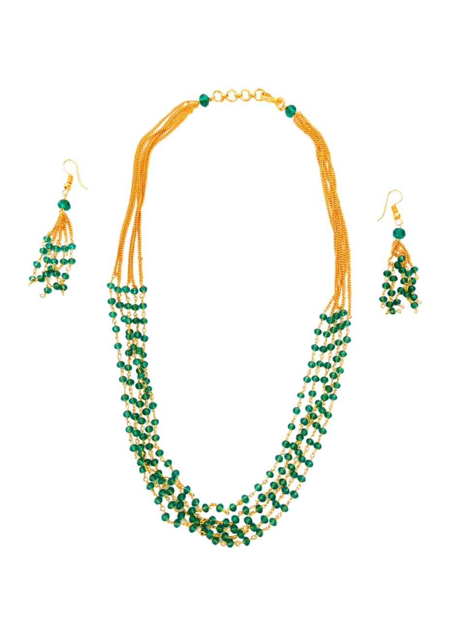 sea green beads layered necklace set for women