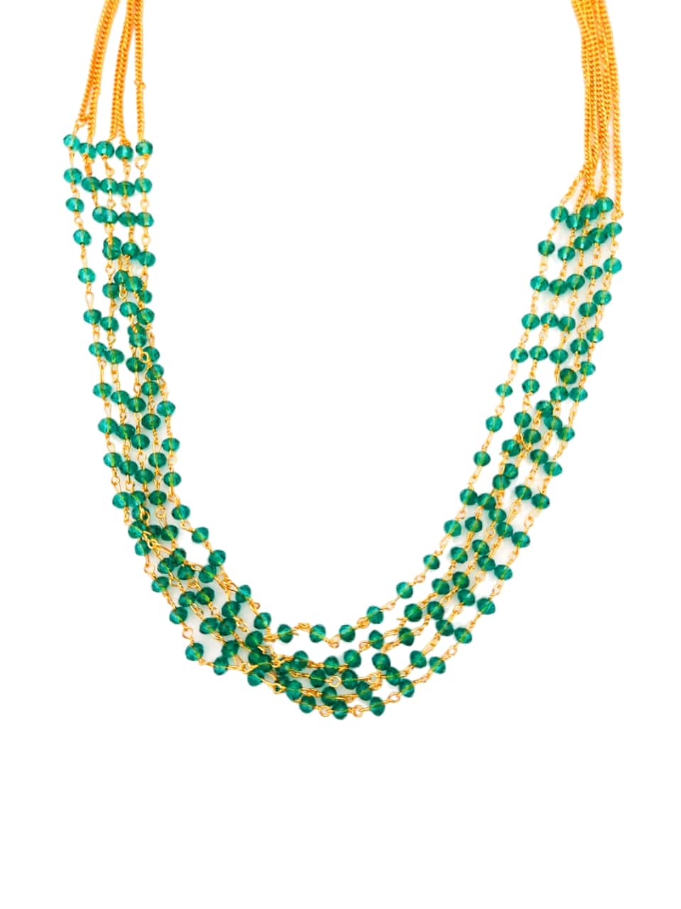 sea green beads layered necklace set for women