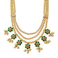 Gold plated layered necklace with green stones