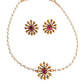 Pearl Necklace set with red stone