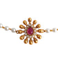 Pearl Necklace set with red stone