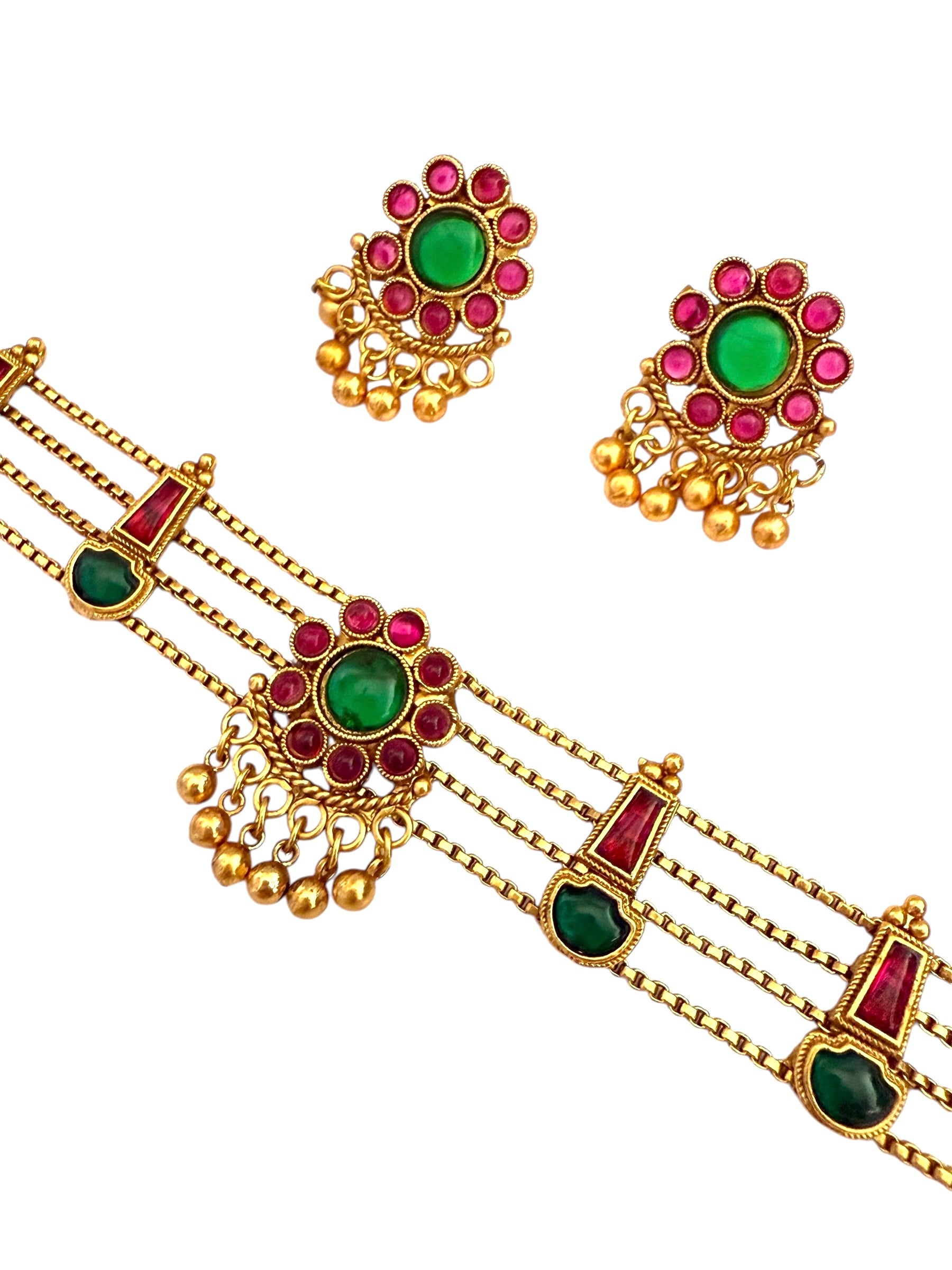 Red Green Traditional Choker Set for Women Online