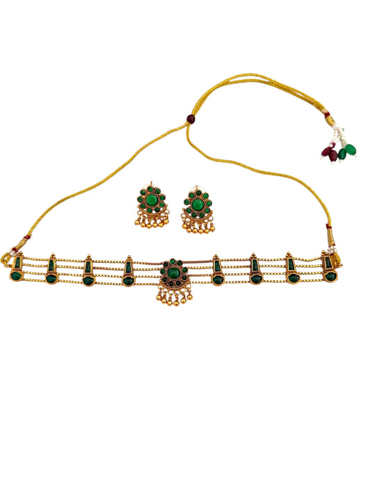 Green stone choker set for women online