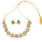 White stone kundan lotus design necklace set for women online