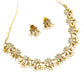 White stone kundan lotus design necklace set for women online