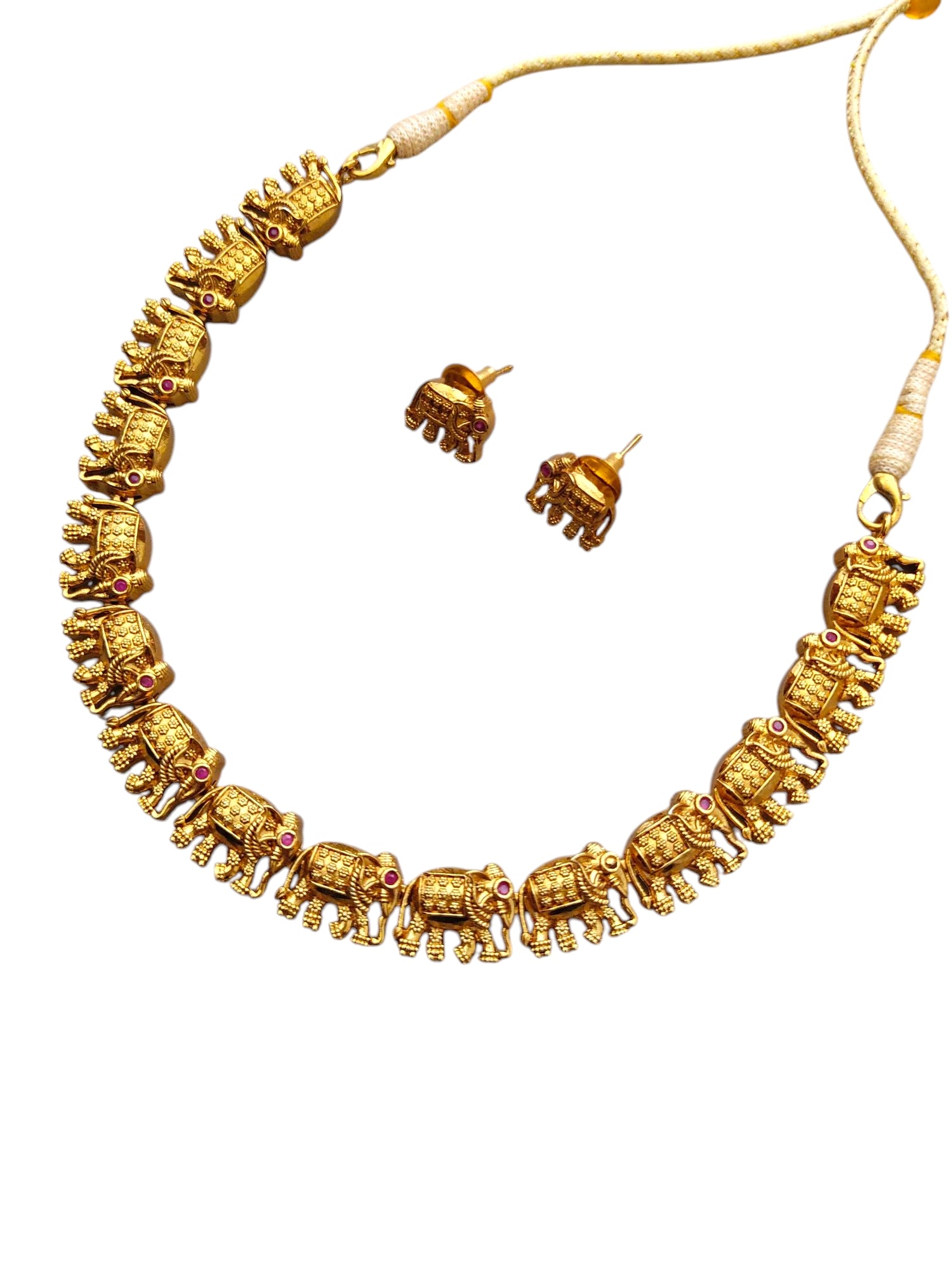 Gold-plated elephant design necklace set for women online