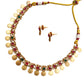 Gold-plated red & green stone studded necklace set for women online