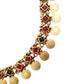 Gold-plated red & green stone studded necklace set for women online