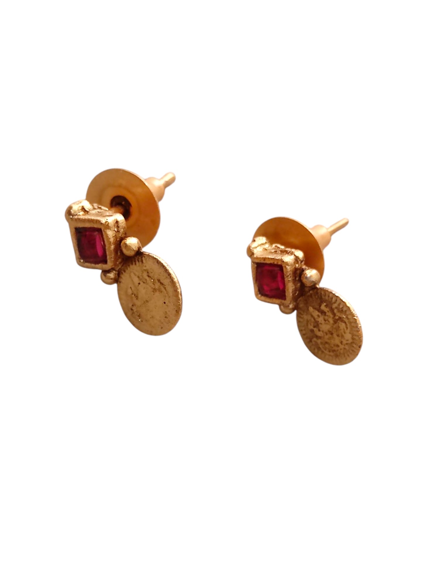 Gold-plated red & green stone studded necklace set for women online