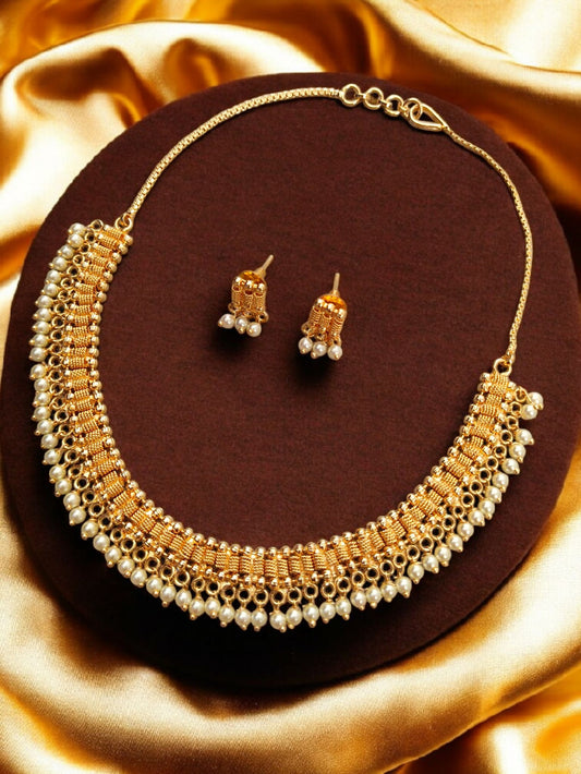 Gold-plated Pearl Necklace Set