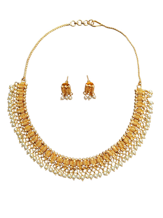 Gold-plated Pearl Necklace Set