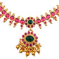 Red and green stone necklace jewellery set for women