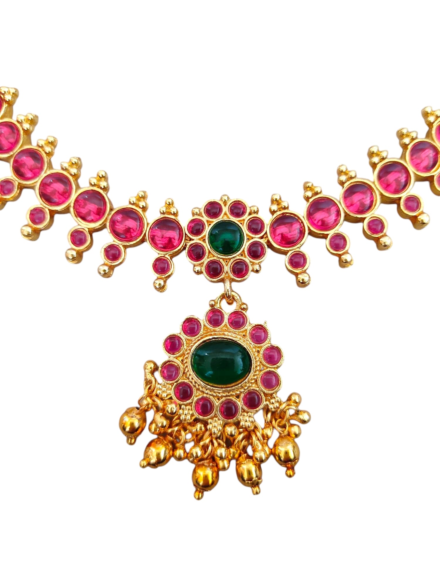 Red and green stone necklace jewellery set for women
