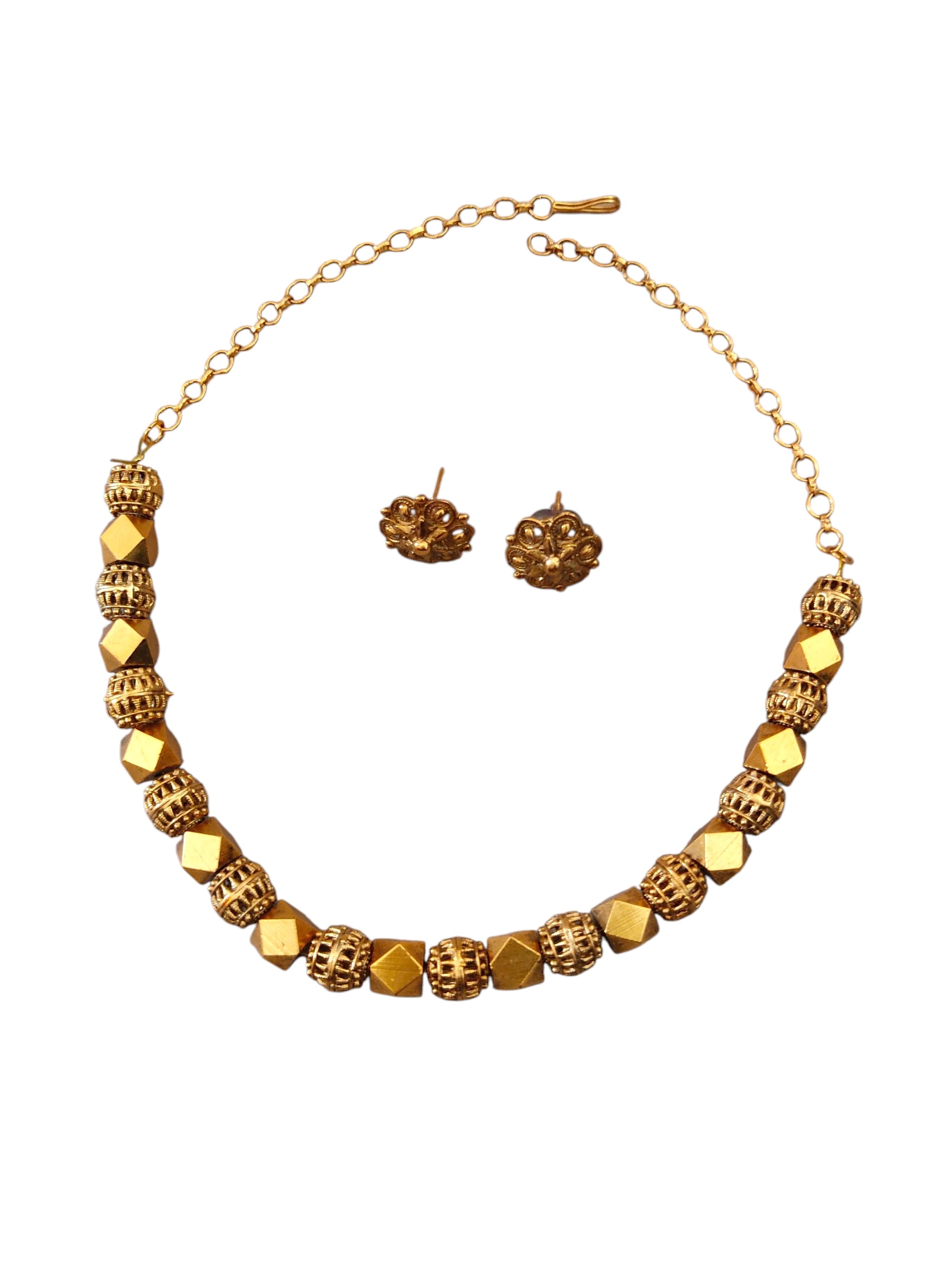 plain gold plated necklace set for women