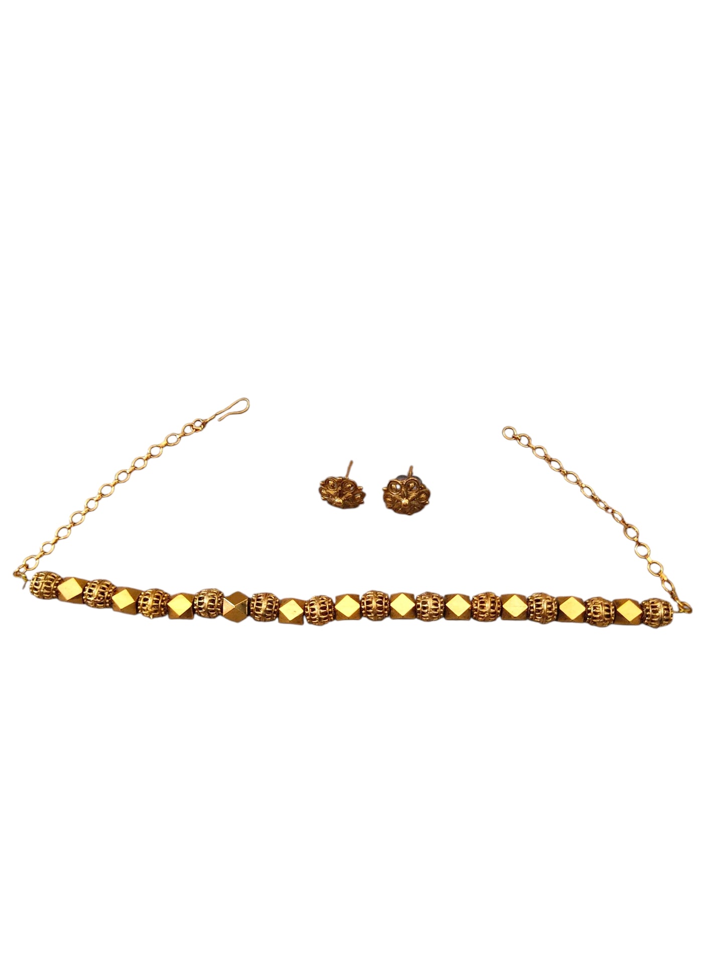 plain gold plated necklace set for women