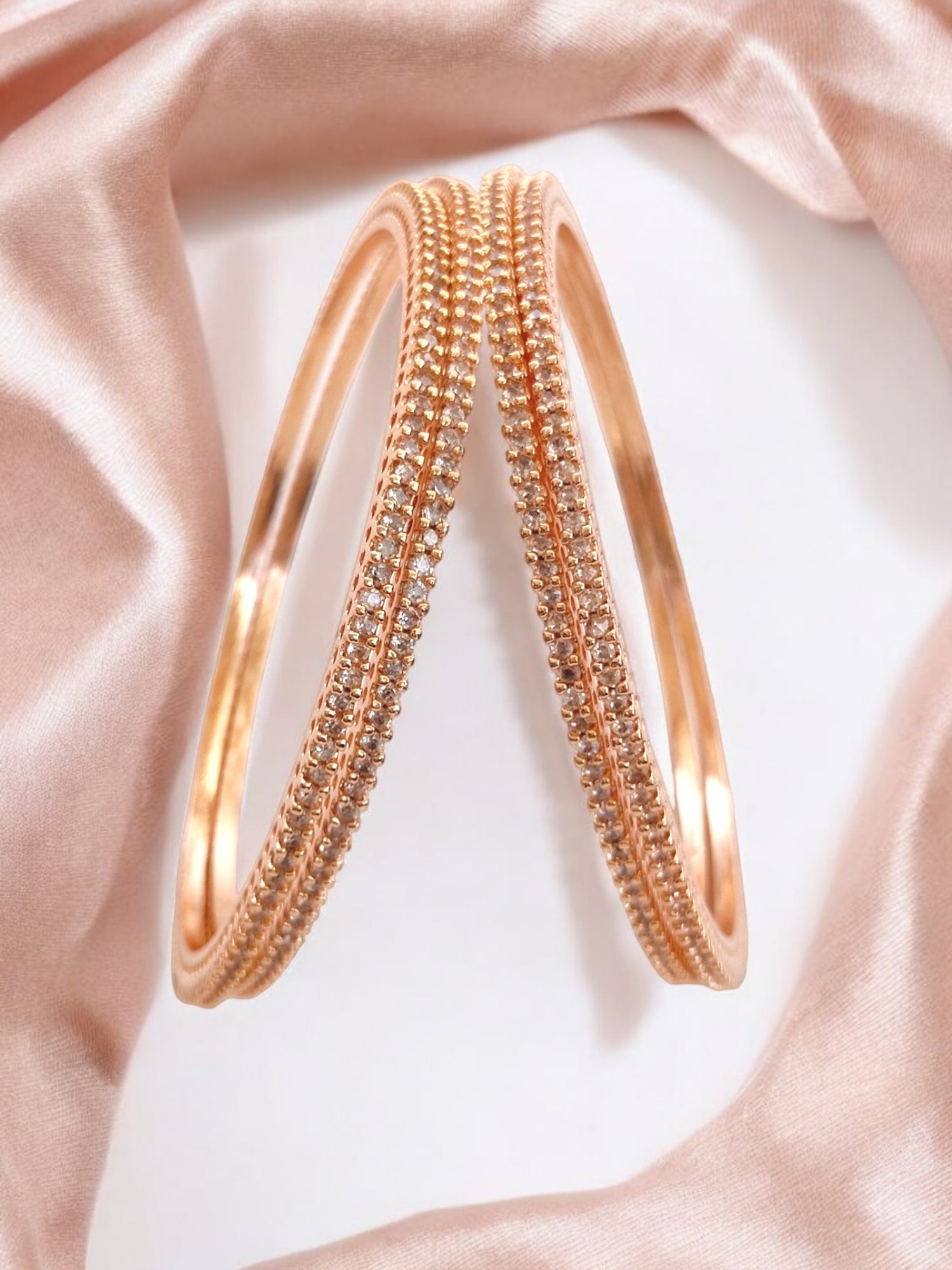 rose gold american diamond bangles for women
