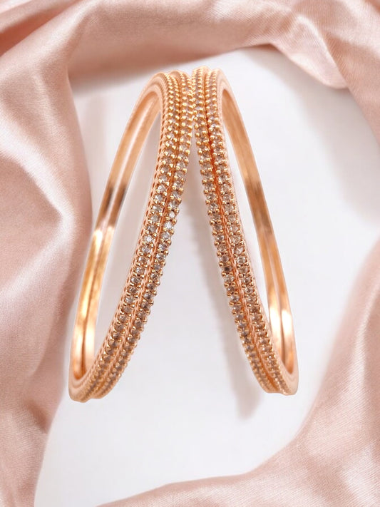 rose gold american diamond bangles for women