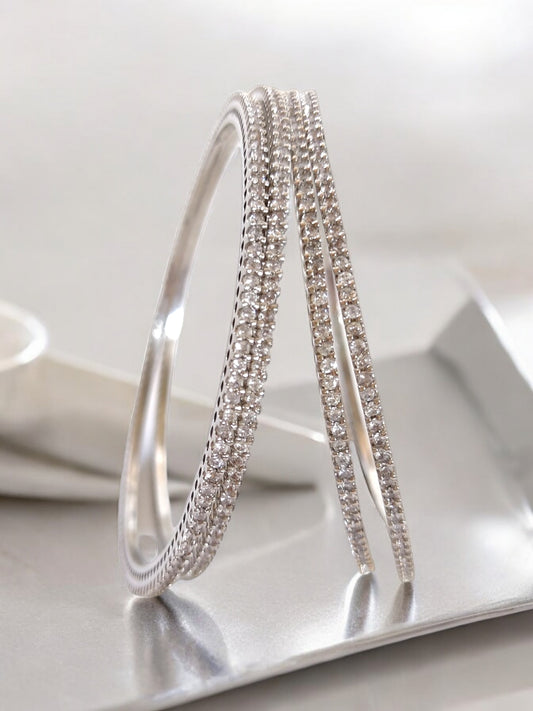 Silver American Diamond Zircon Bangles for women