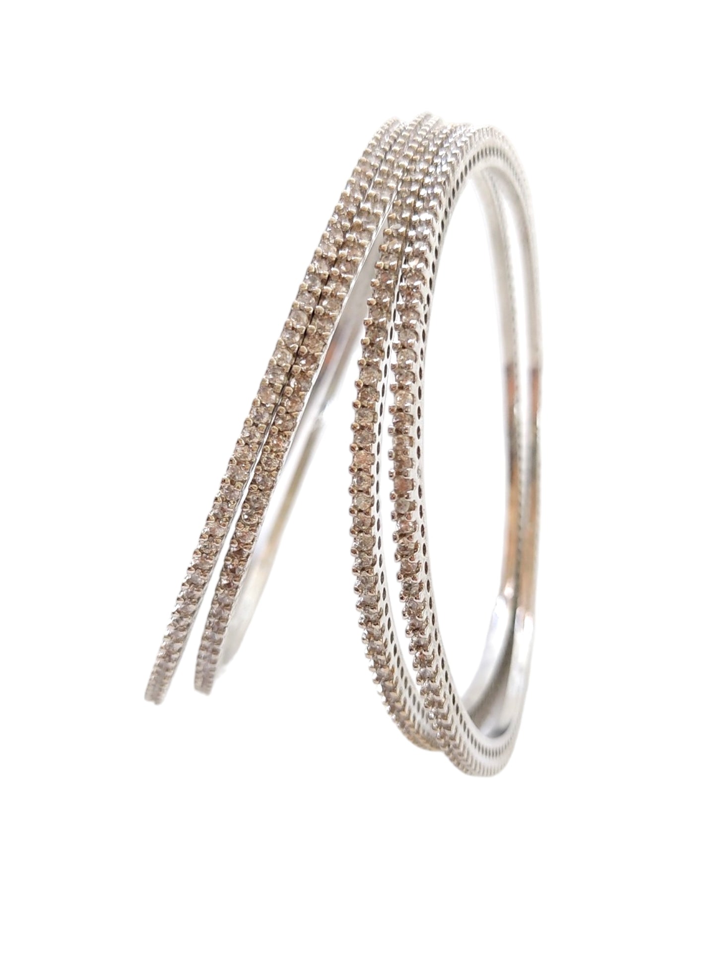 Silver American Diamond Zircon Bangles for women