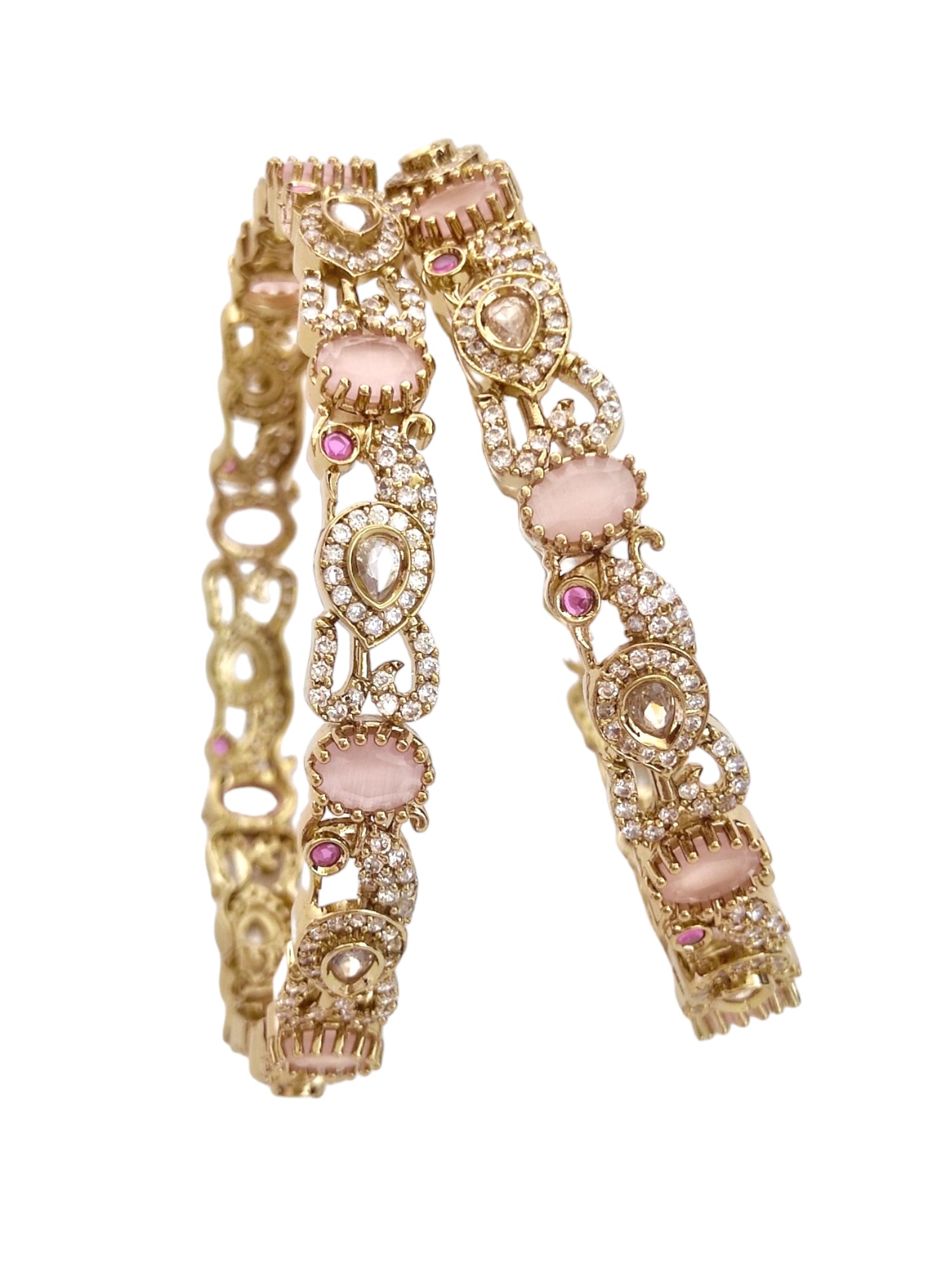 Pink Stone Victorian Bangles