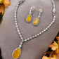 deepika padukone oscar necklace . American diamond necklace with yellow stone