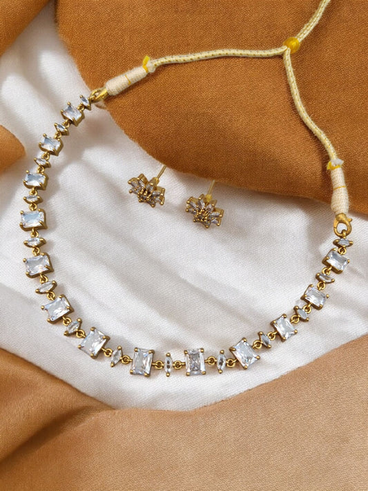 White Stone Zircon necklace set for women online