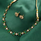 Green Stone Diamond necklace set for women and girls online