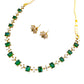 Green Stone Diamond necklace set for women and girls online