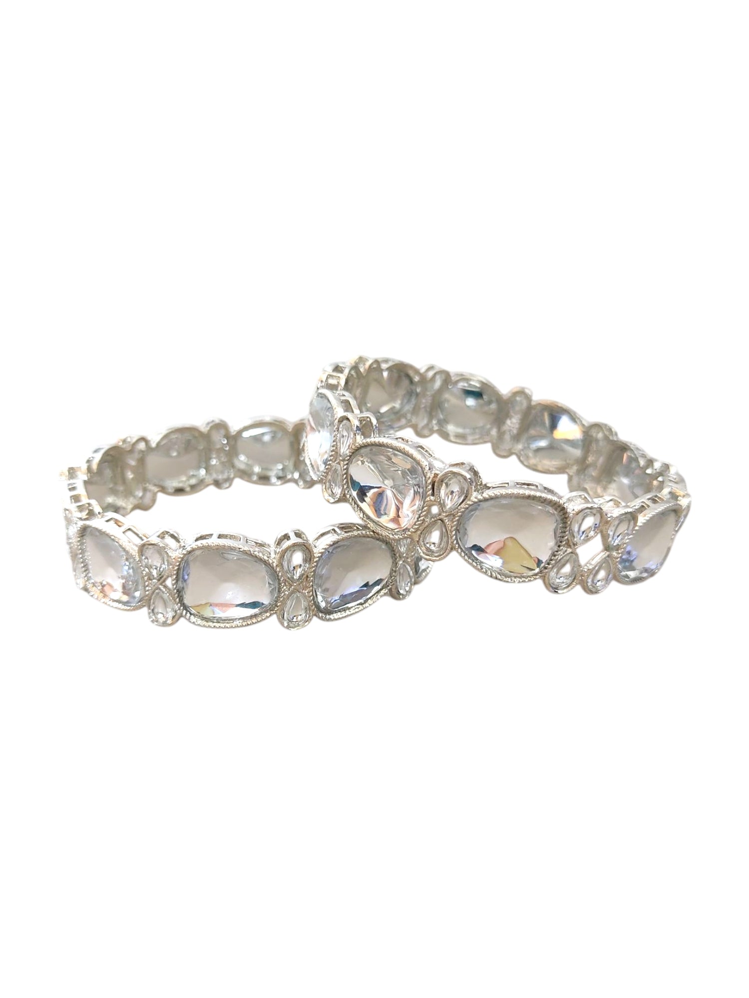 silver plated kundan bangles for women