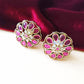 Red stone kundan earring studs