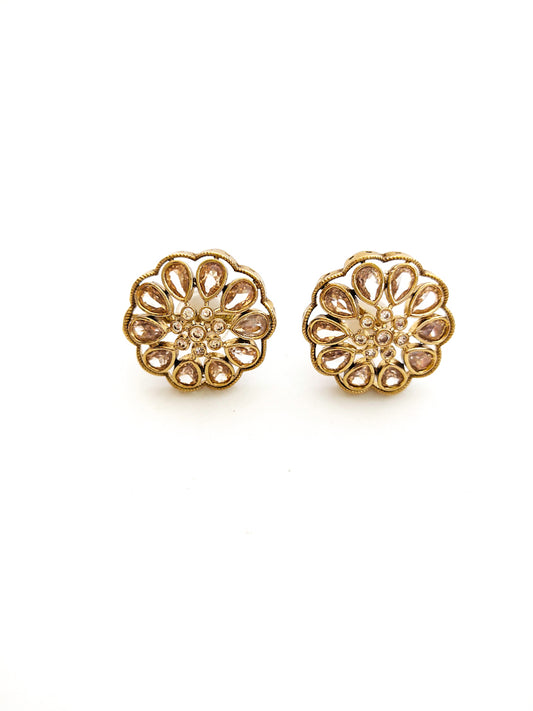 Kundan studs earrings in Victorian polish
