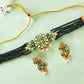 green beads choker set with pearls for women