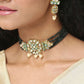 green beads choker set with pearls for women