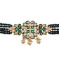green beads choker set with pearls for women