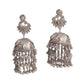 big oversized oxidised jhumka earrings with kundan stones