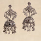 oxidised jhumka earrings with mirror work