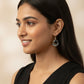 Silver-plated Oxidised Drop Earrings with Black Stone for girls and women