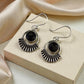 Silver-plated Oxidised Drop Earrings with Black Stone for girls and women