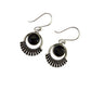 Silver-plated Oxidised Drop Earrings with Black Stone for girls and women