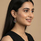 Silver-plated Oxidised Drop Earrings with Deep Red Stone