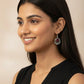 Silver-plated Oxidised Drop Earrings with Ruby(Deep Pink) Stone