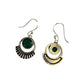 Silver-plated Oxidised Drop Earrings with Green Stone