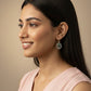 Silver-plated Oxidised Drop Earrings with Jade Green Stone